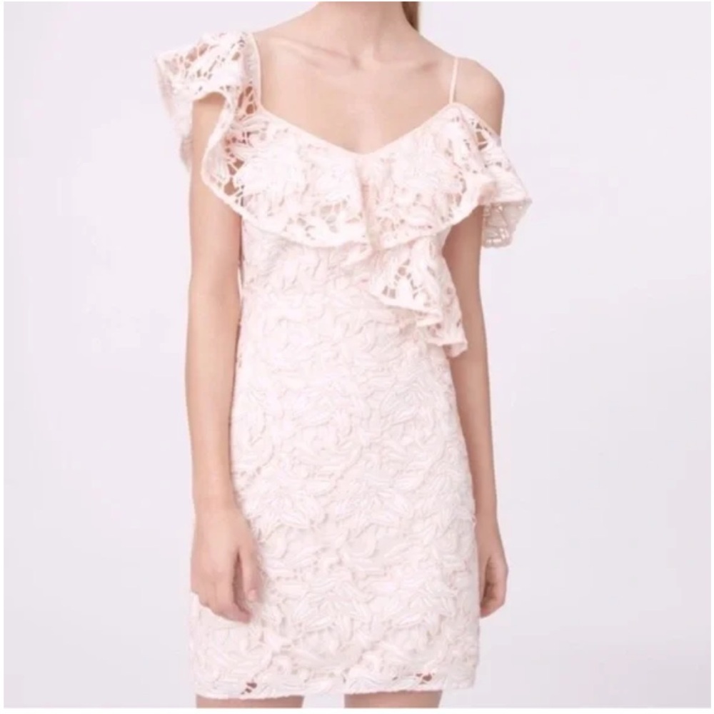 $288 New Club Monaco Nawale Pink & White Lace One Shoulder Dress SIZE 2 NWT